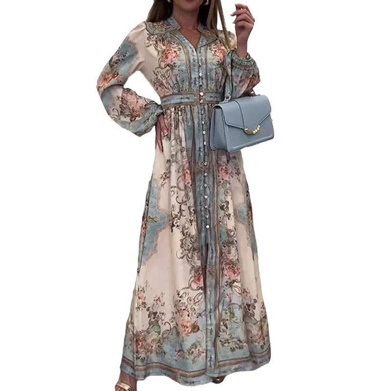 Women's Vintage Print Palace Style Swing Spring Dresses