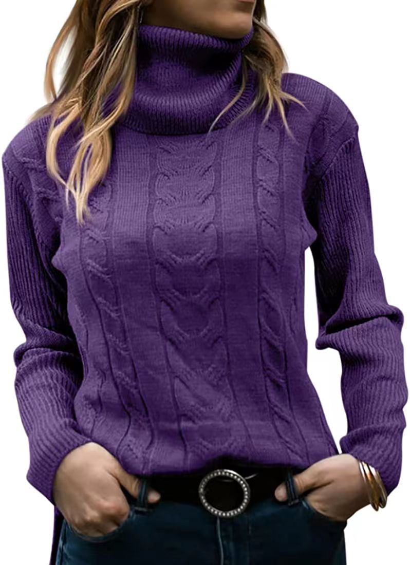 Women's Solid Color Turtleneck Retro Long Sleeve Sweaters