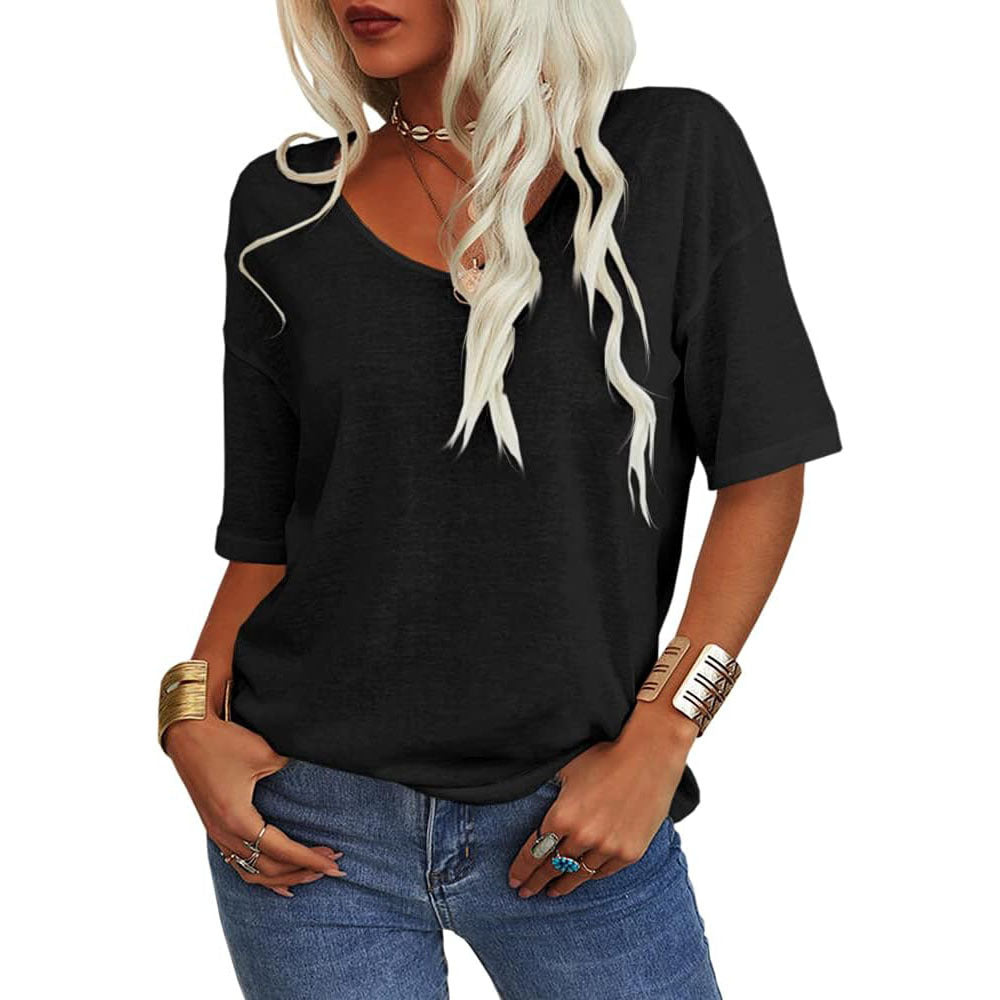 Women's Half Sleeve Loose Shirt Casual Solid Tops