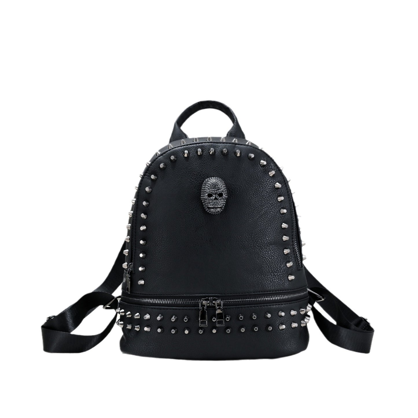 Women's Classical Versatile Soft Leather Rivets Skull Backpacks
