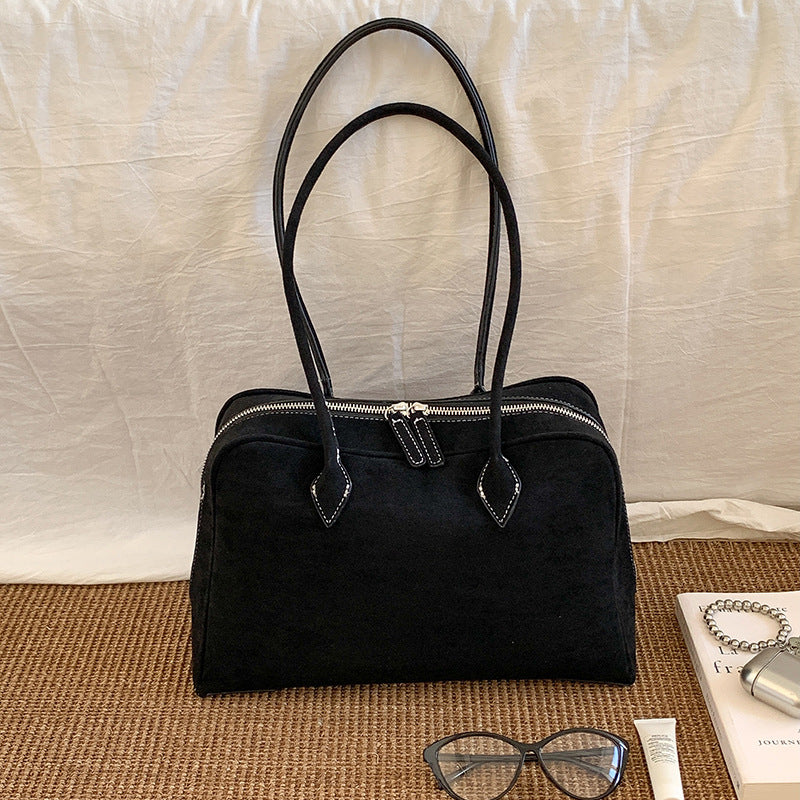 Women's Style Large Suede Frosted Vintage Boston Tote Bags