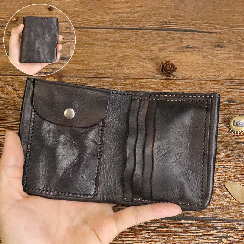 Men's Distressed Vegetable Tanning Leather Washed Simple Men's Wallets