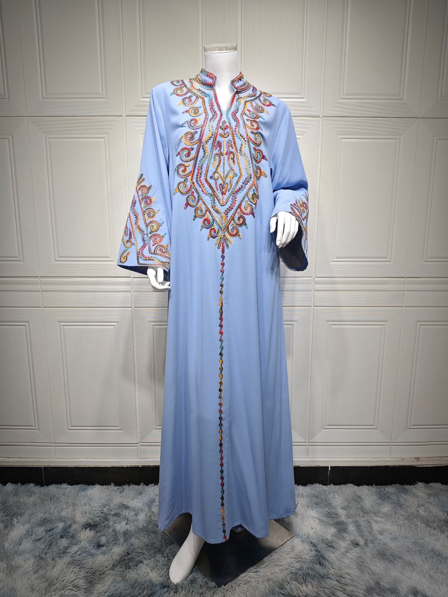 Fashion Robe Muslim Elegant Embroidered Dress Clothing