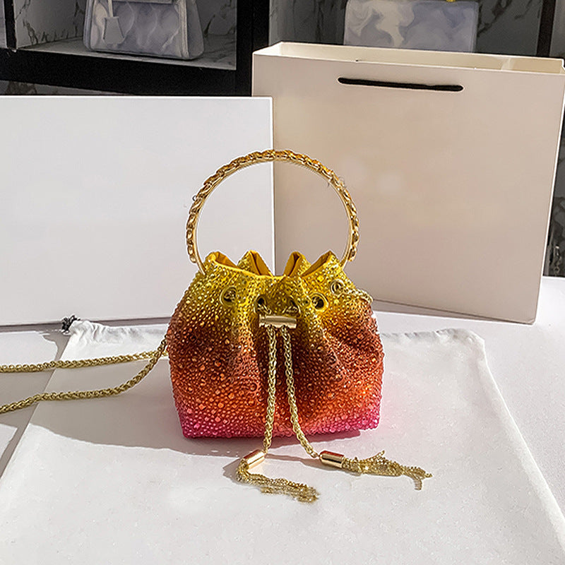 Women's Volcanic Rock Colorful Drawstring Rhinestone Handbags