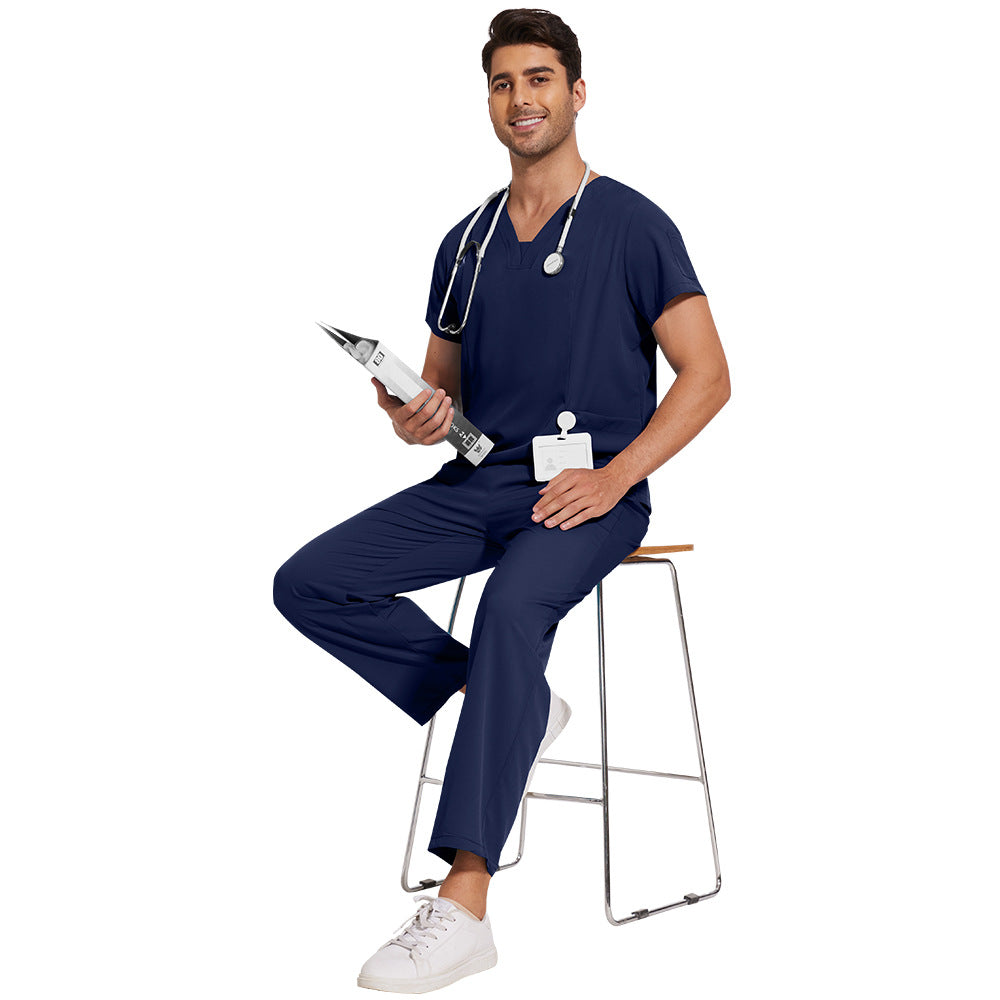 Men's Solid Color Thin Casual Comfortable Short-sleeved Trousers Uniform