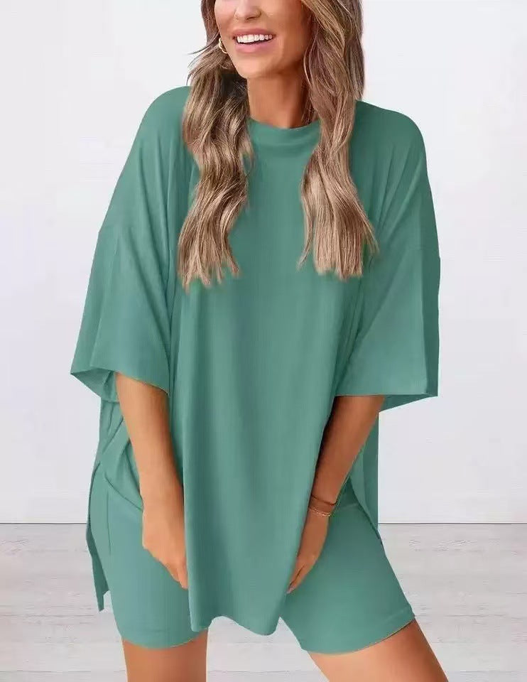 Loose Fashion Solid Color Casual Short-sleeved Suits