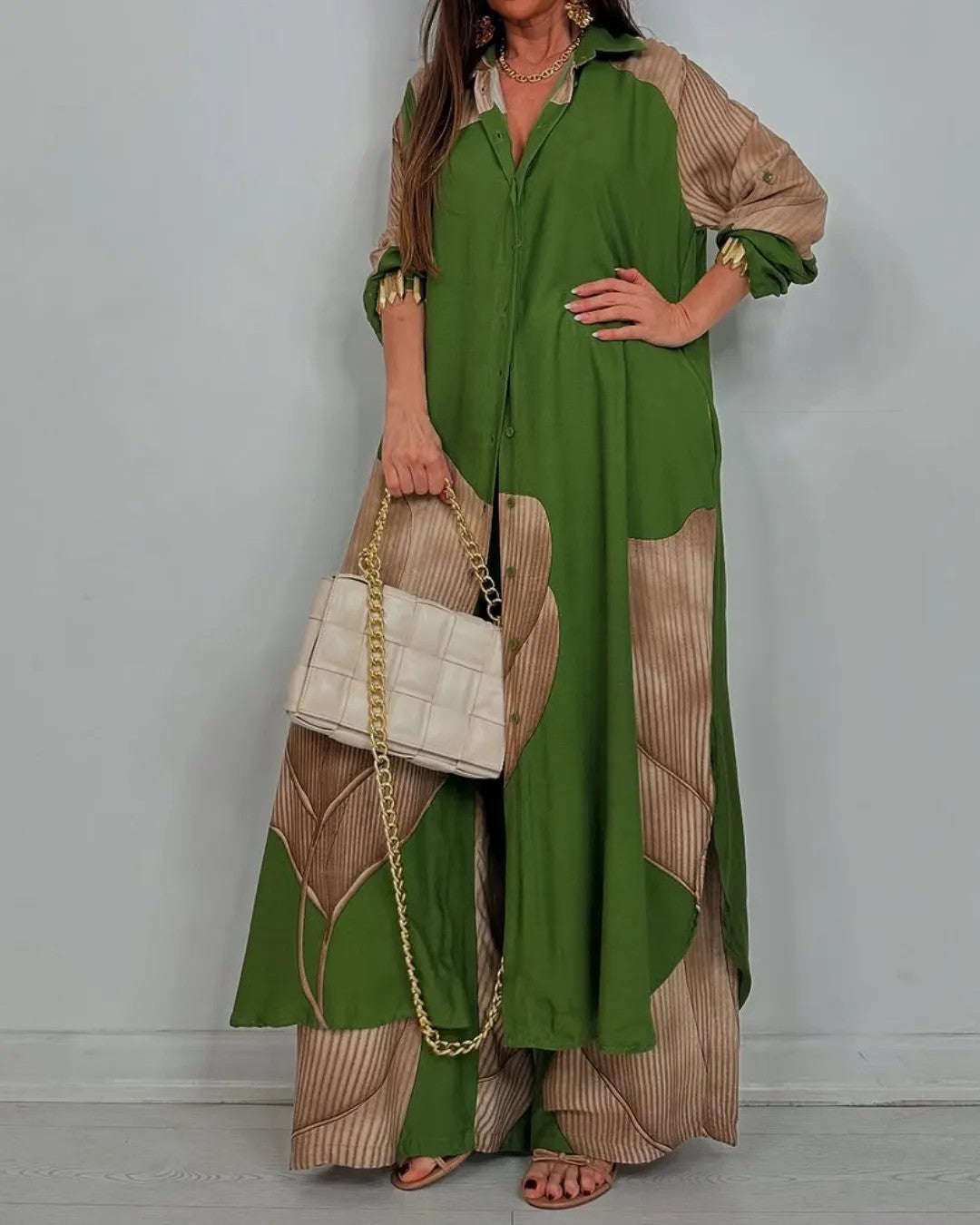 Women's Spring Fashion Casual Multicolor Loose Shirt Suits