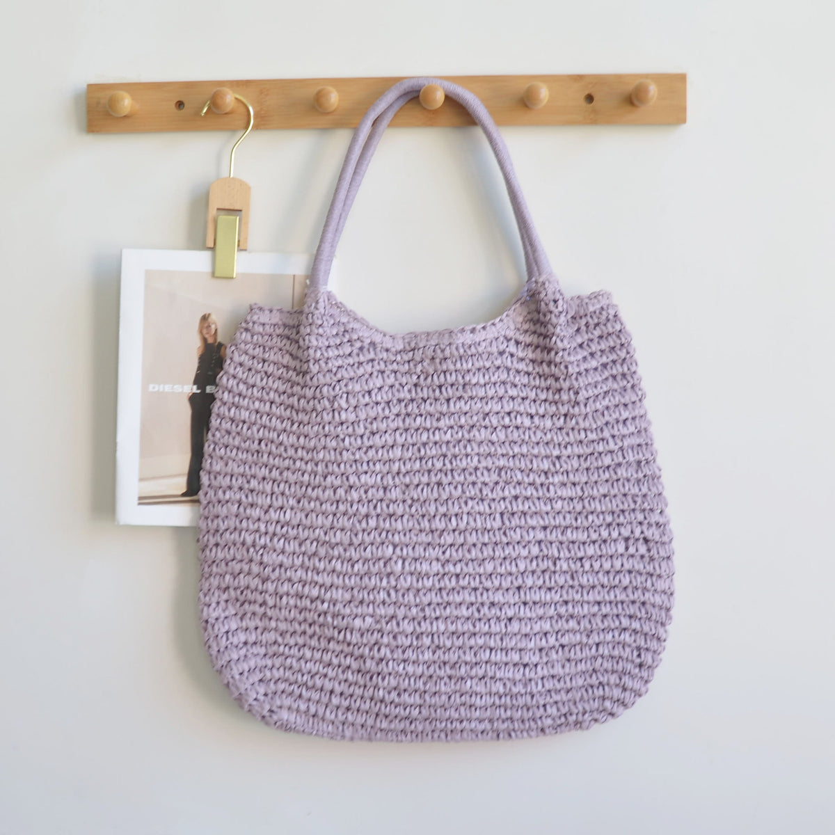 Capacity Straw Simple Style Commuter Hand Women's Shoulder Bag