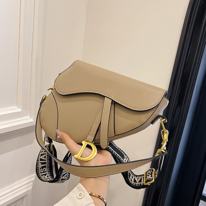 Women's Palm Print Letter Underarm Saddle High Crossbody Bags