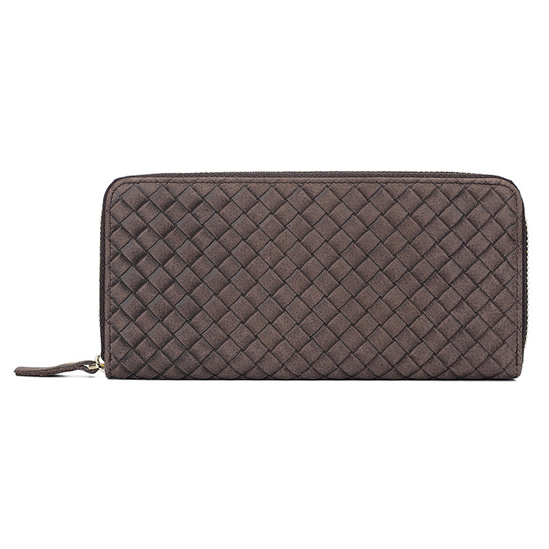 Genuine Leather Woven Embossed Source Long Clutch Men's Wallets