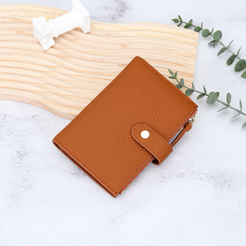 Women's Large Capacity Multiple Slots Short Cattlehide Ladies Wallets