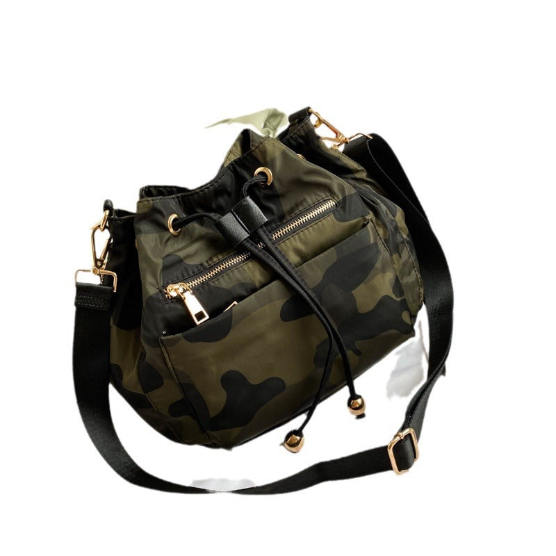 Women's Summer Fashion Oxford Cloth Drawstring Camouflage Crossbody Bags