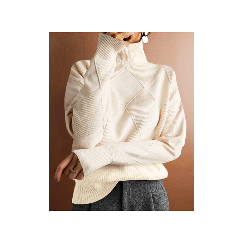 Casual Loose High Collar Warm Solid Sweaters