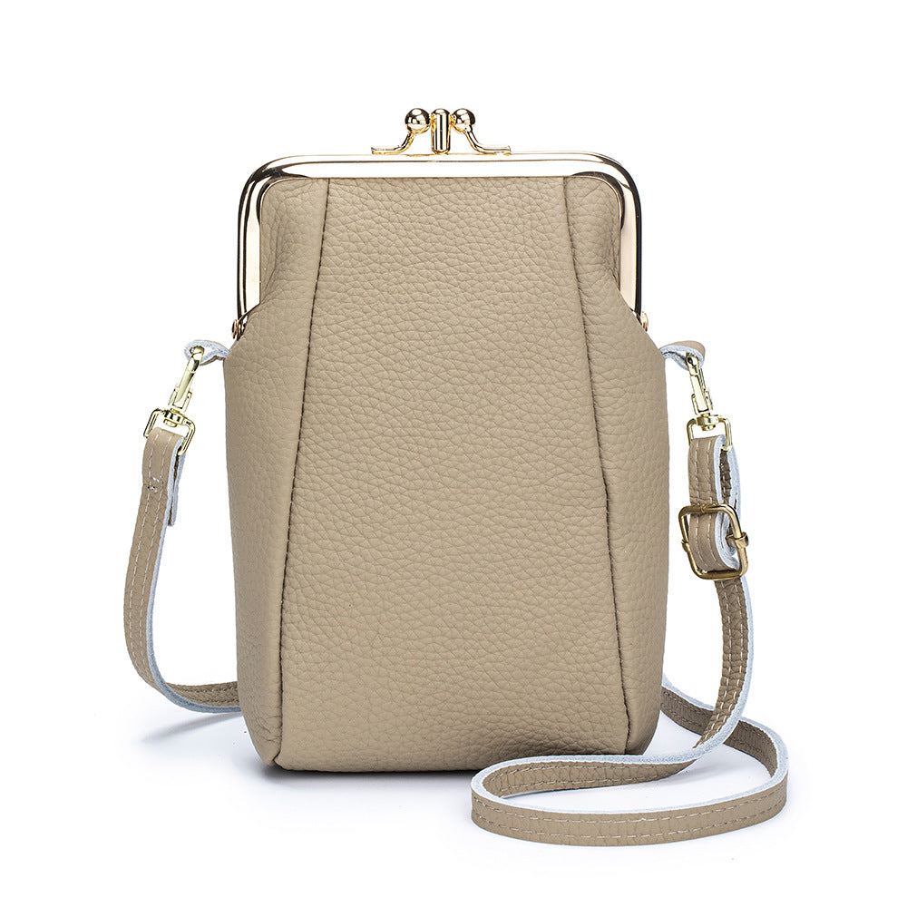 Women's Lychee Pattern Clip Simple Large Capacity Shoulder Bags