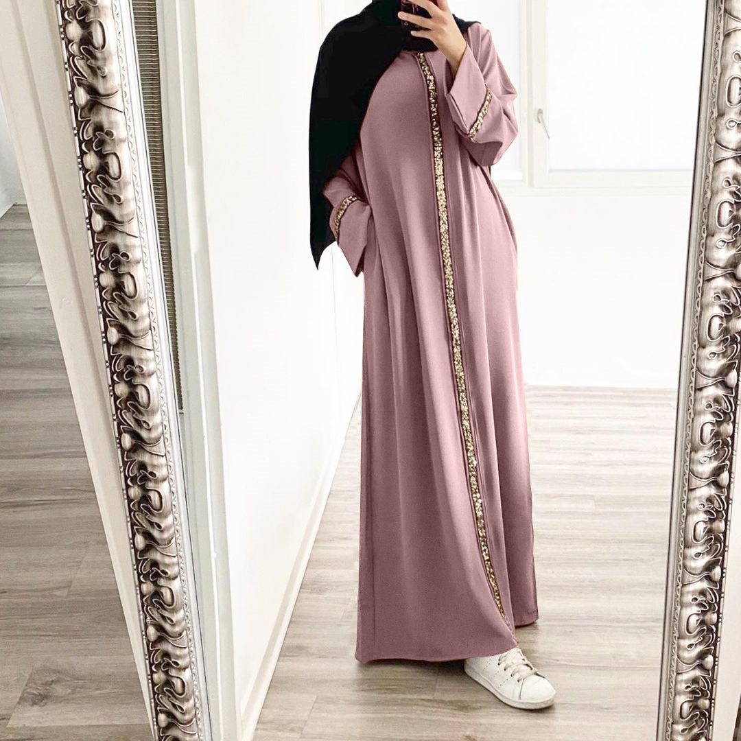 Women's Wear Robe Stitching Trim Sequins Dress Clothing