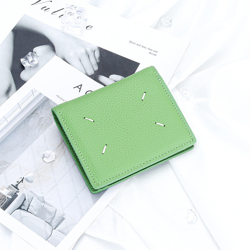 Women's Slouchy Leather Short Fold Genuine Ladies Wallets