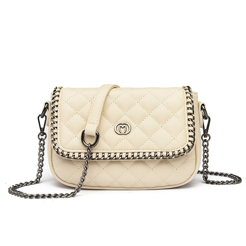 Spring Rhombus Embroidery Chain Soft Leather Shoulder Bags
