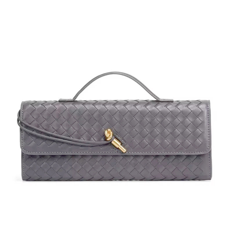 Women's Style Horizontal Soft Leather Metal Hand-held Handbags