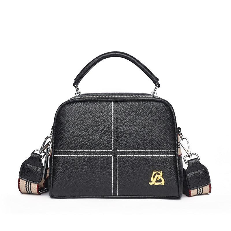 Women's Leather Diamond Embroidery Thread Fashionable Top Shoulder Bags