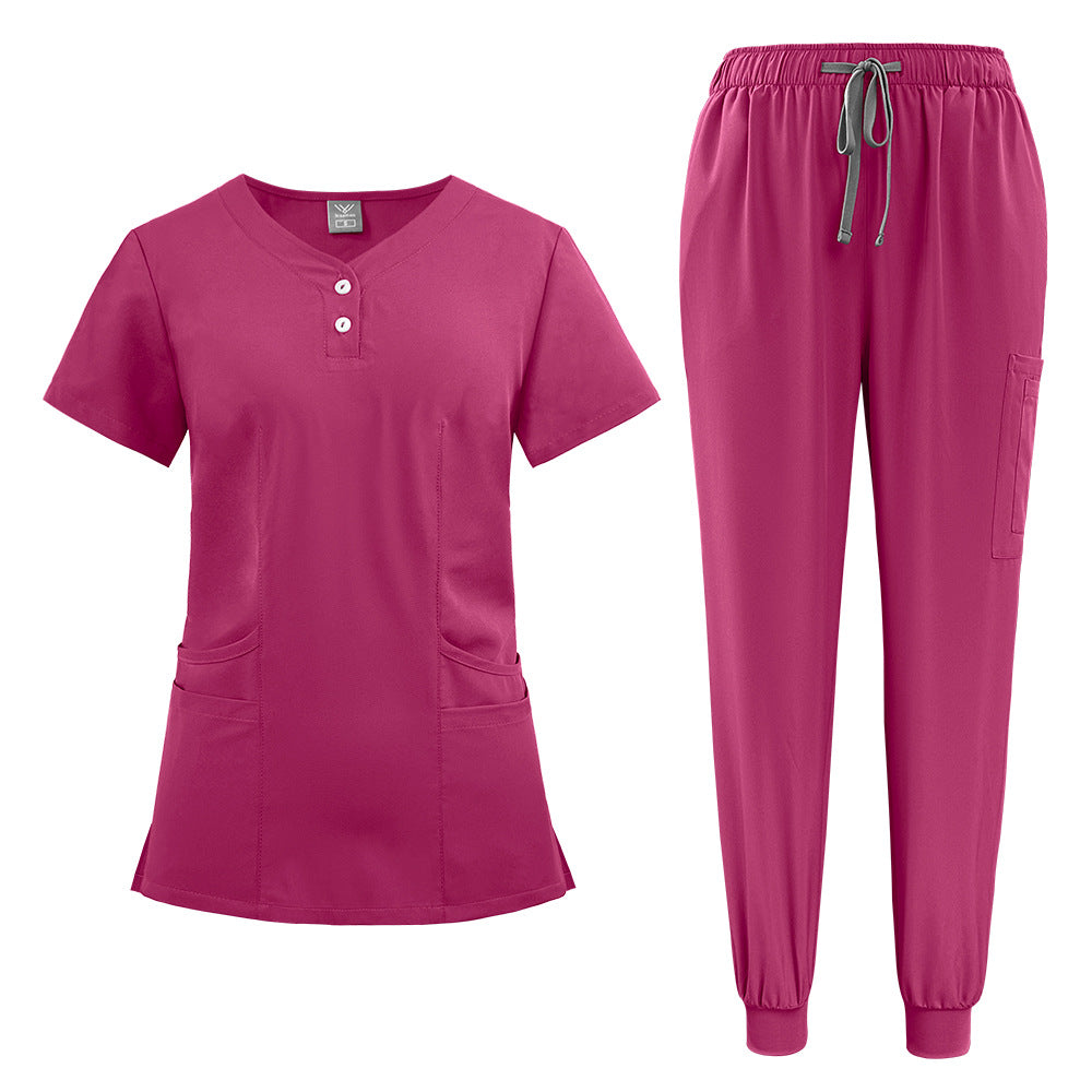 Elastic Button Casual Doctor Nurse Hospital Work Clothes Uniform