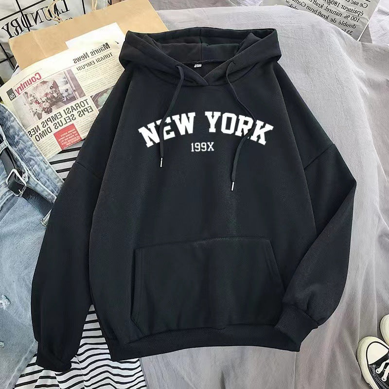 Stylish Fleece-lined Hoodie Unisex Wear Loose Sweaters