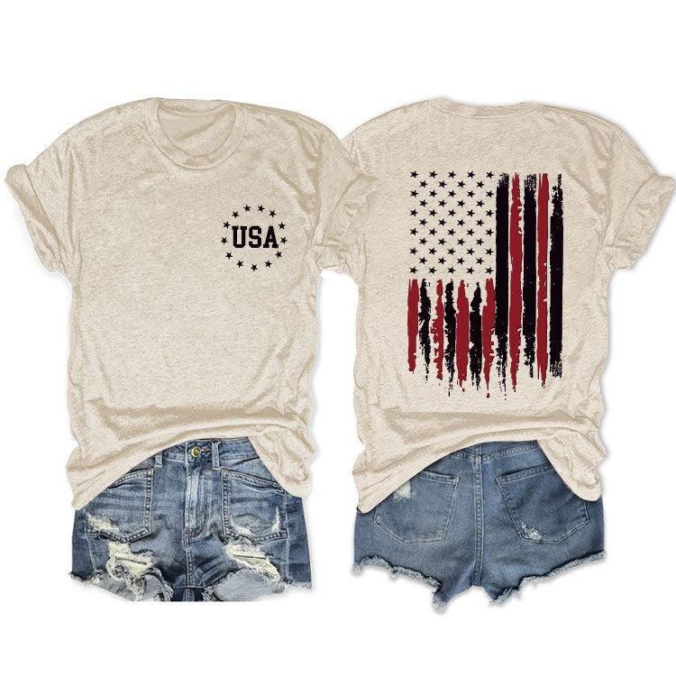 Women's Flag Summer Sleeve Fashion T-shirt Blouses