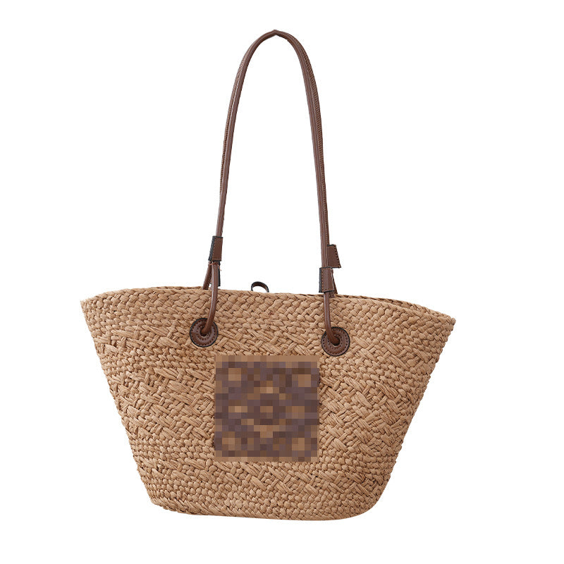 Women's Large Capacity Straw Seaside Vacation Style Shoulder Bags