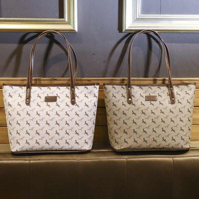 Women's Summer Large Capacity Fashion Printed Pony Shoulder Bags