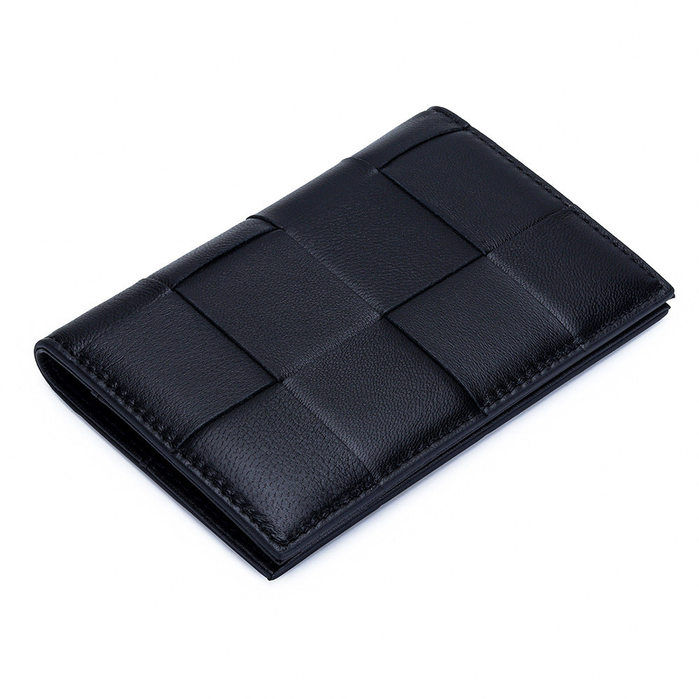 Women's Sheepskin Passport Fashion Woven Cover Credentials Ladies Wallets