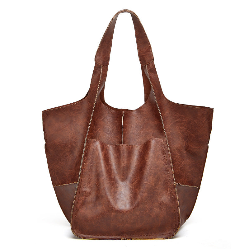 Women's Retro Simple Big Soft Leather Large Handbags
