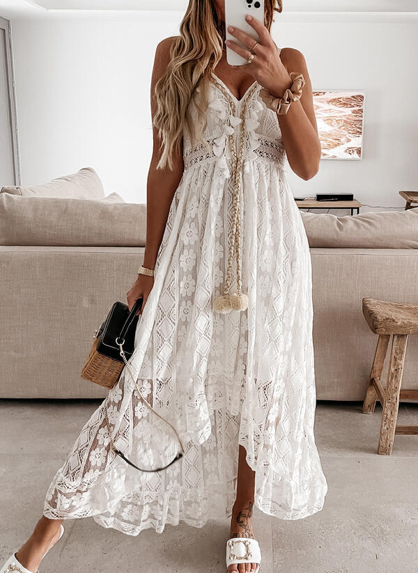 Casual Lace Long Patchwork Sling Dress Dresses