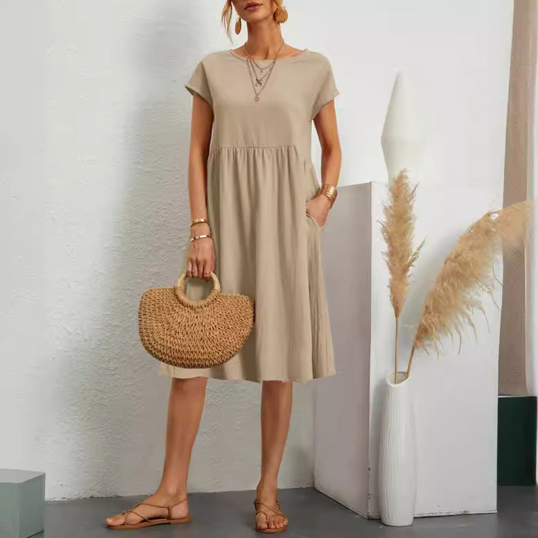Women's Summer Elegant Dress Cotton Linen A- Dresses