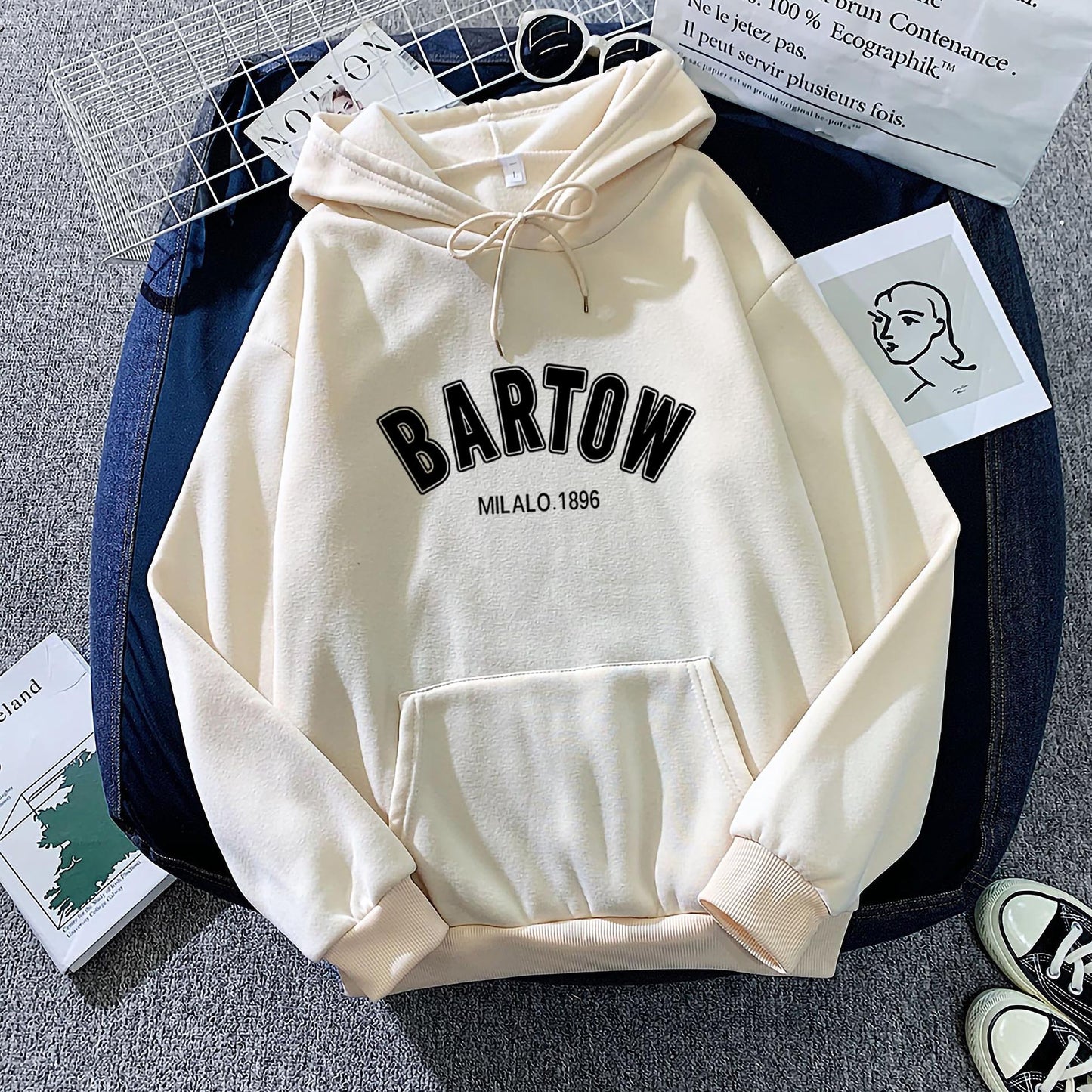 Creative Beautiful Stylish Fleece-lined Hoodie Loose Tops