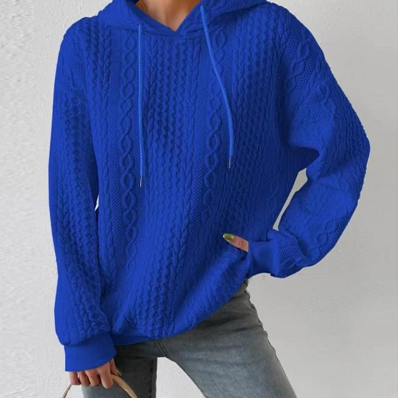 Autumn Casual Style Jacquard Hooded Long Sweaters