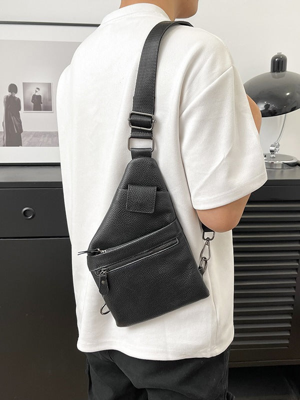 Men's First Layer Cowhide Underarm Close-fitting Storage Men's Chest Bags