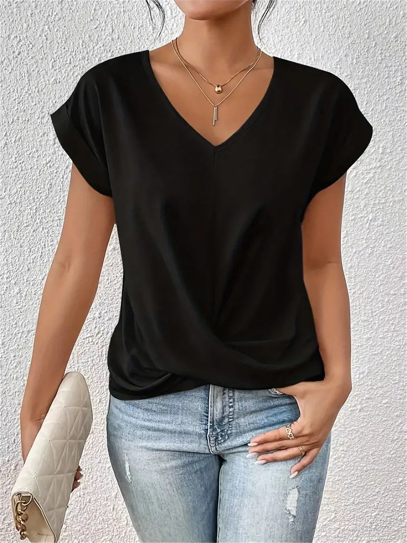 Women's Solid Color T-shirt Elegant Sleeve Blouses