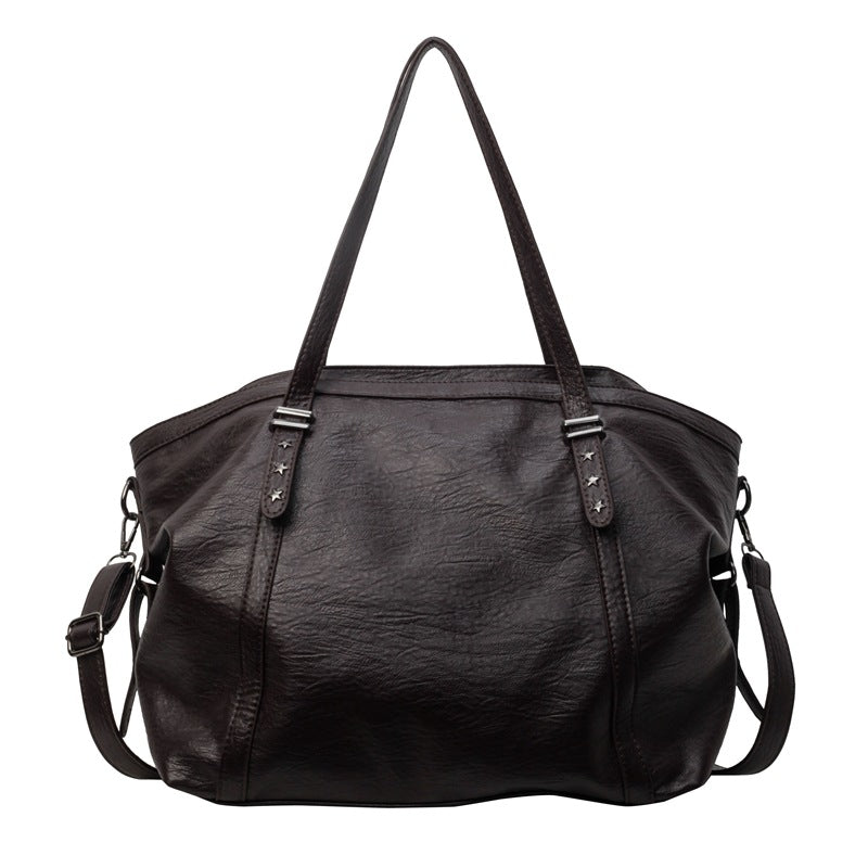 Women's Soft Surface Fashionable Texture Large Capacity Solid Handbags