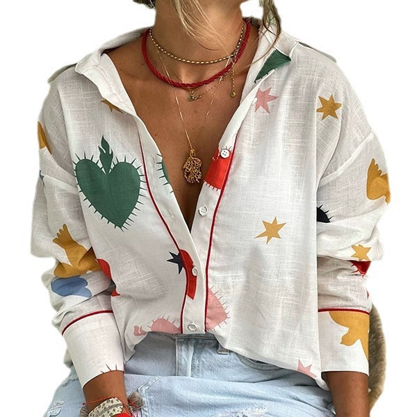 Long Sleeve Shirt Printed Fashion Casual Tops