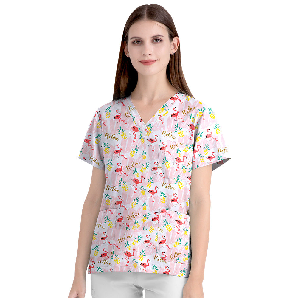 Women's Cartoon Print Surgical Gown Cloth For Uniform