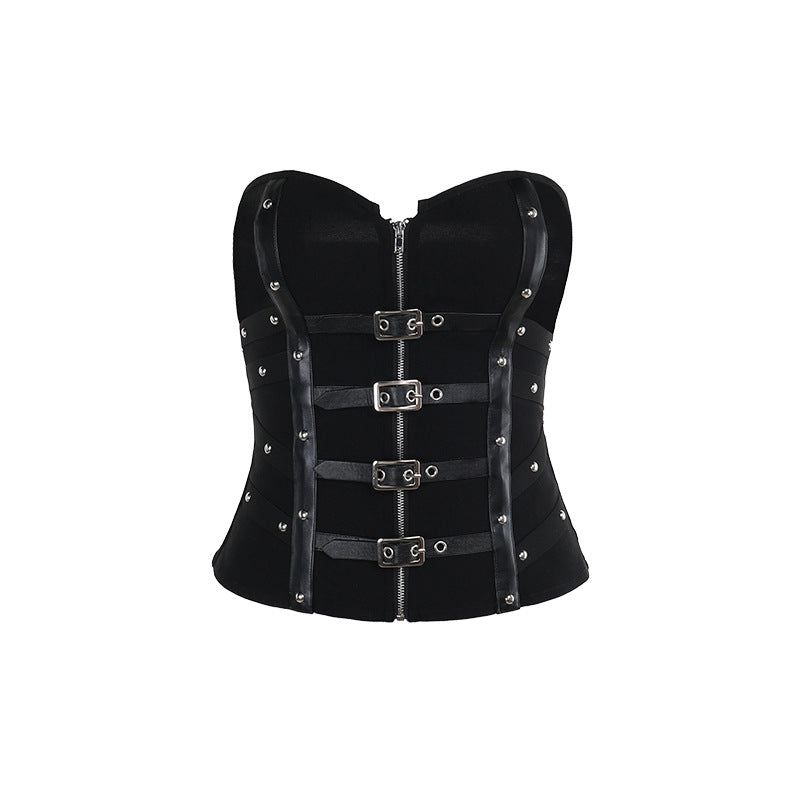 Women's Summer Sexy Hot Fishbone Tube Leather Tops