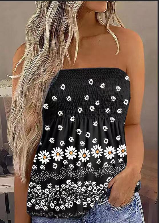 Summer Beach Floral Tube Bohemian Strapless Tops