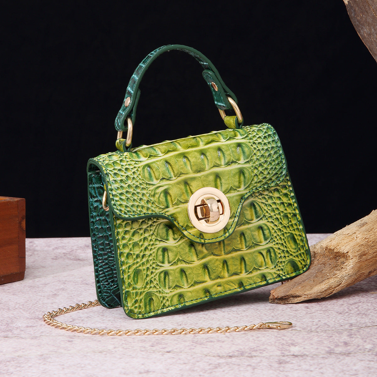 Women's Portable Retro Brahmin Crocodile Pattern Crossbody Bags