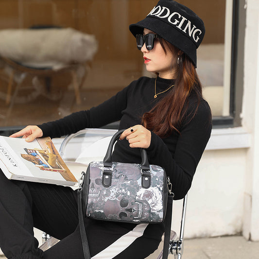 Women's Skull Pillow Fashion Color Printing Portable Handbags