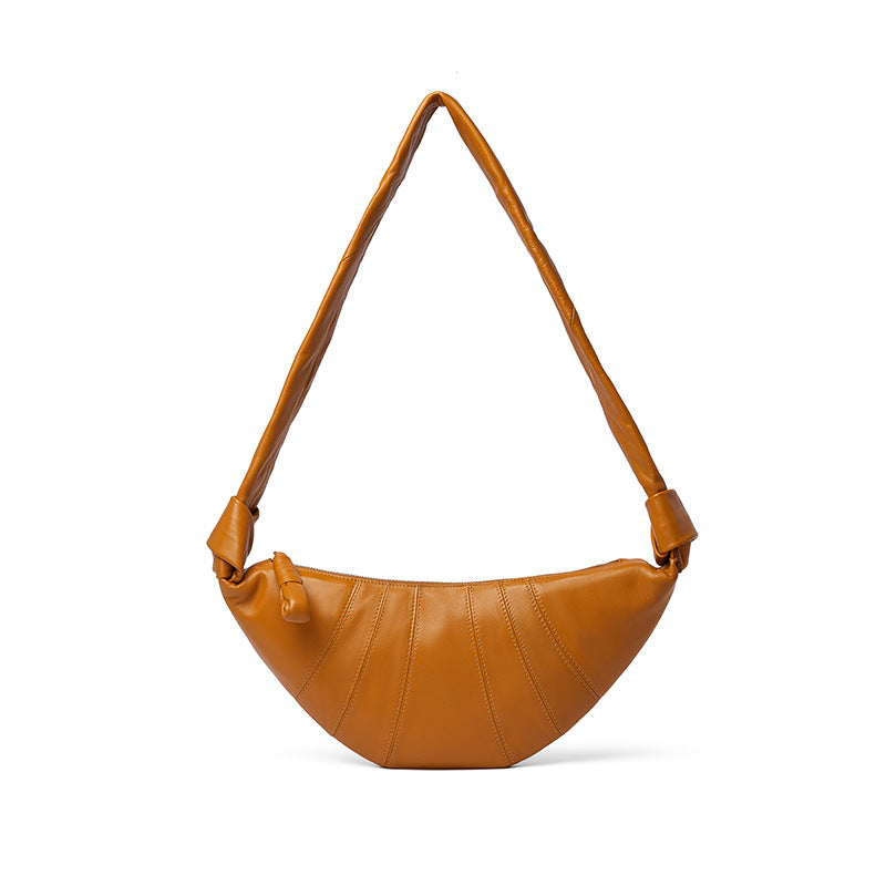 Women's Spring Niche Sheepskin Croissant Genuine Leather Underarm Shoulder Bags