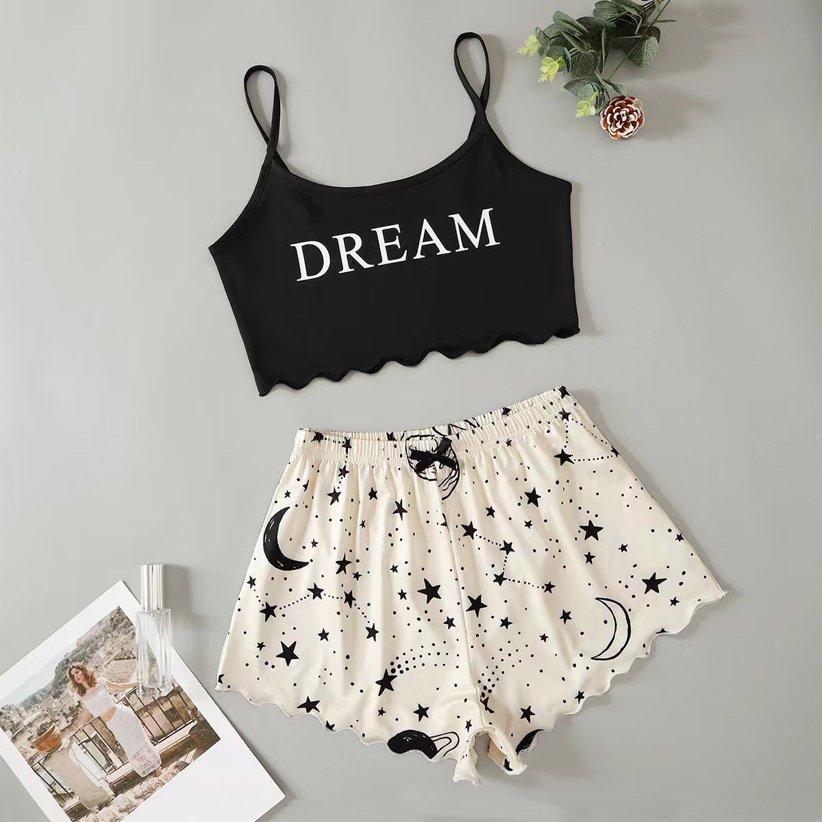 Classic Printed Strap Tube Home Wear Suits