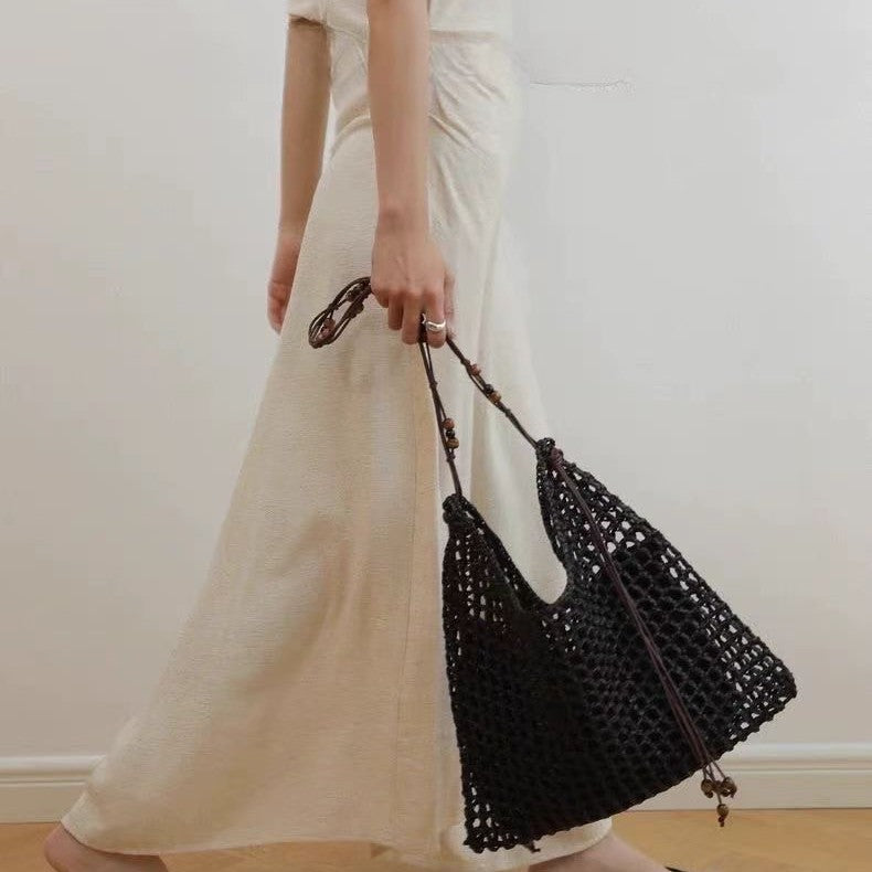 Women's Summer Vacation Style Straw Hand-woven Raffia Shoulder Bags