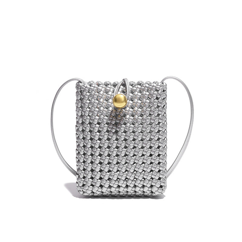 Women's Niche Fashion Hand-woven Hollow Mobile Crossbody Bags