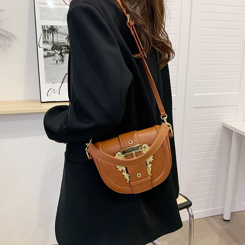 Women's Saddle Retro Simple Advanced Texture Shoulder Bags