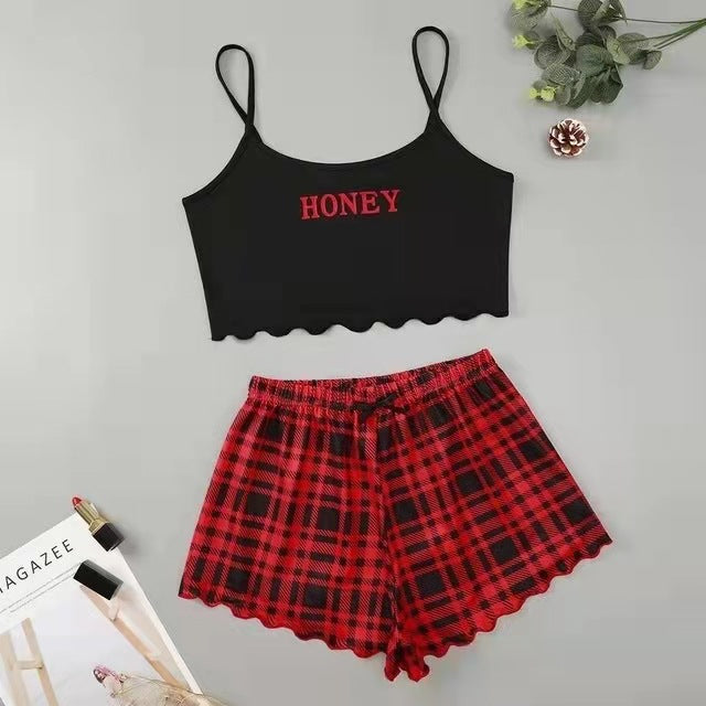 Classic Printed Strap Tube Home Wear Suits