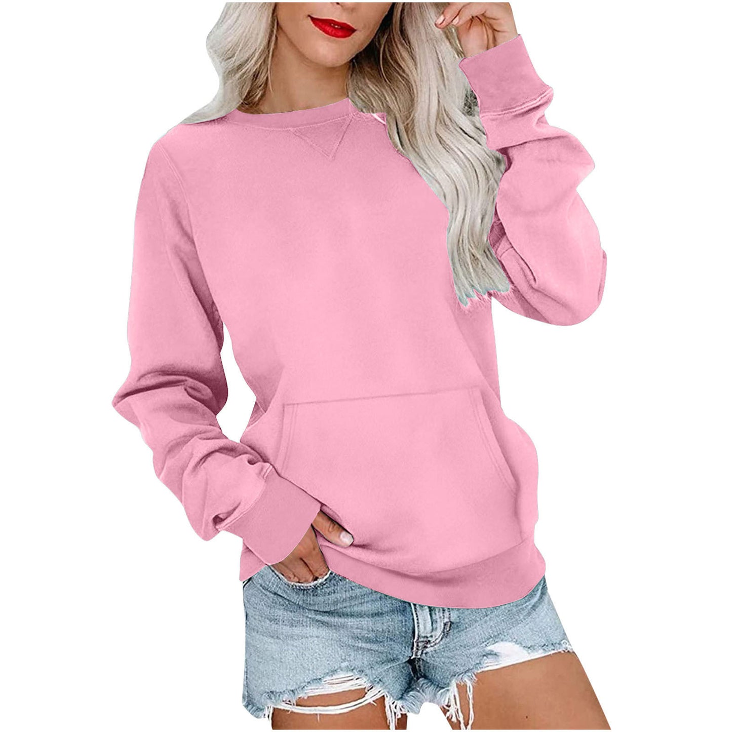 Women's Solid Color Round Neck Loose Long-sleeved Sweaters